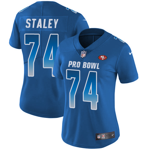 Nike 49ers #74 Joe Staley Royal Women's Stitched NFL Limited NFC 2018 Pro Bowl Jersey